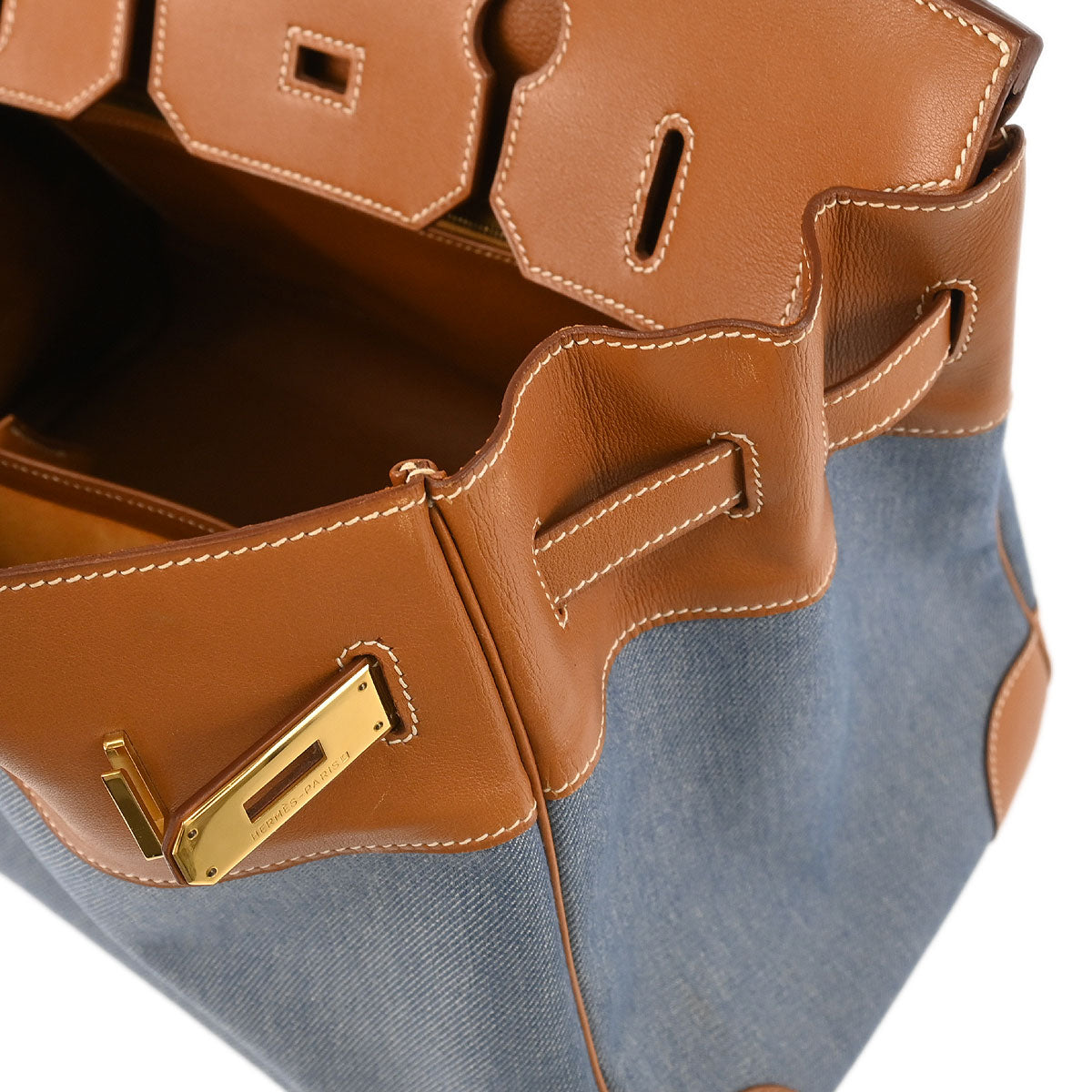 Hermes * 1998 Indigo Toile Jean Vache Birkin 35 Handbag