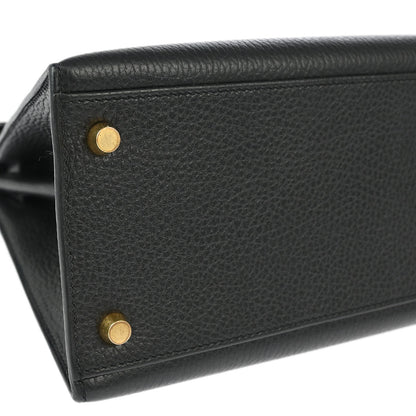 Hermes 2001 Black Ardennes Kelly 28 Sellier 2way Shoulder Handbag