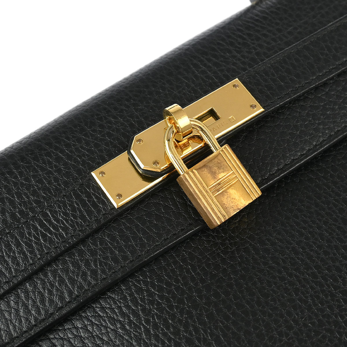 Hermes 2001 Black Ardennes Kelly 28 Sellier 2way Shoulder Handbag