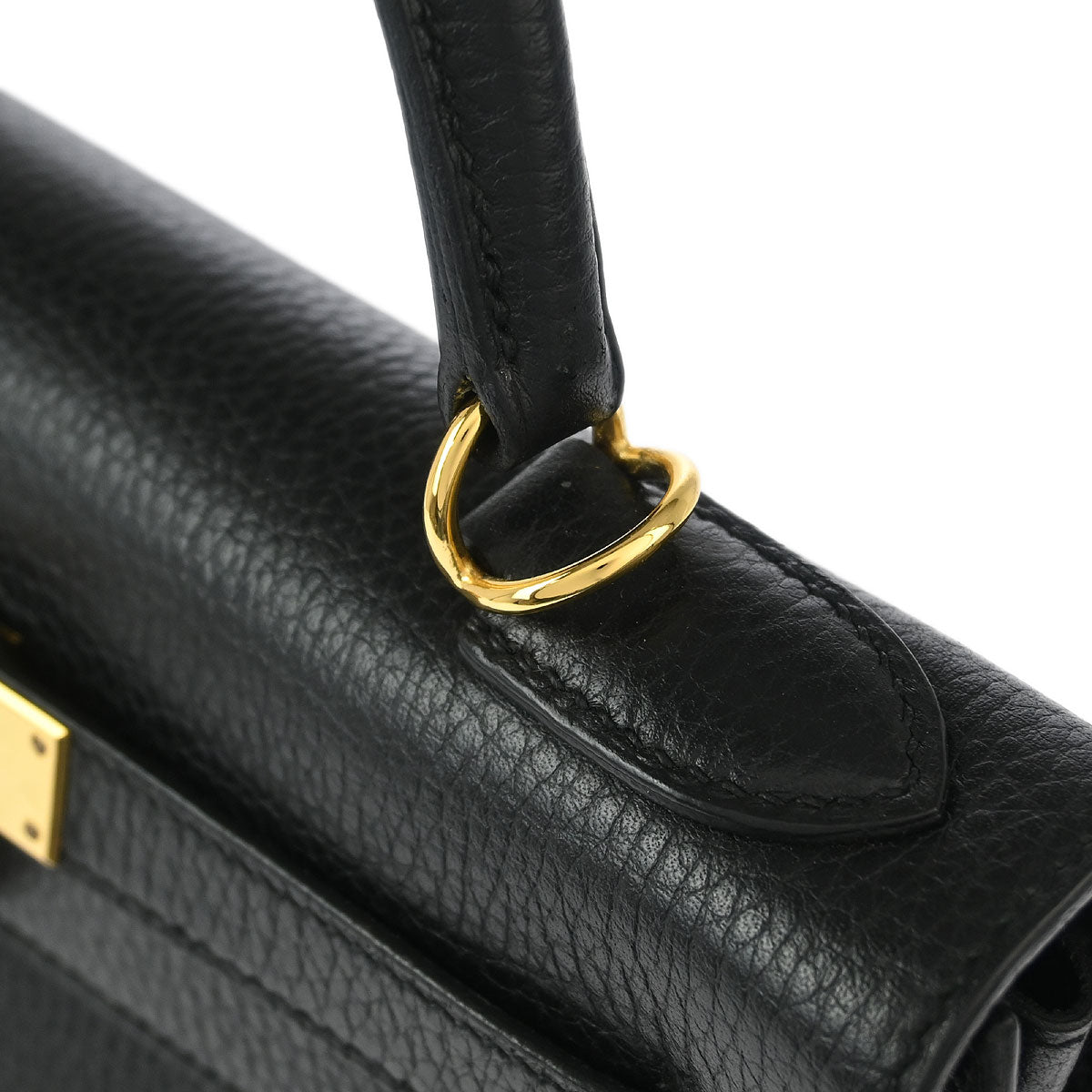 Hermes 2001 Black Ardennes Kelly 28 Sellier 2way Shoulder Handbag