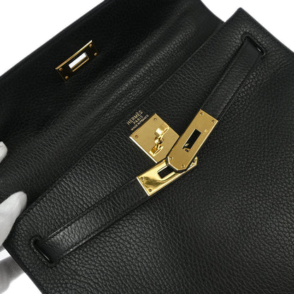 Hermes 2001 Black Ardennes Kelly 28 Sellier 2way Shoulder Handbag
