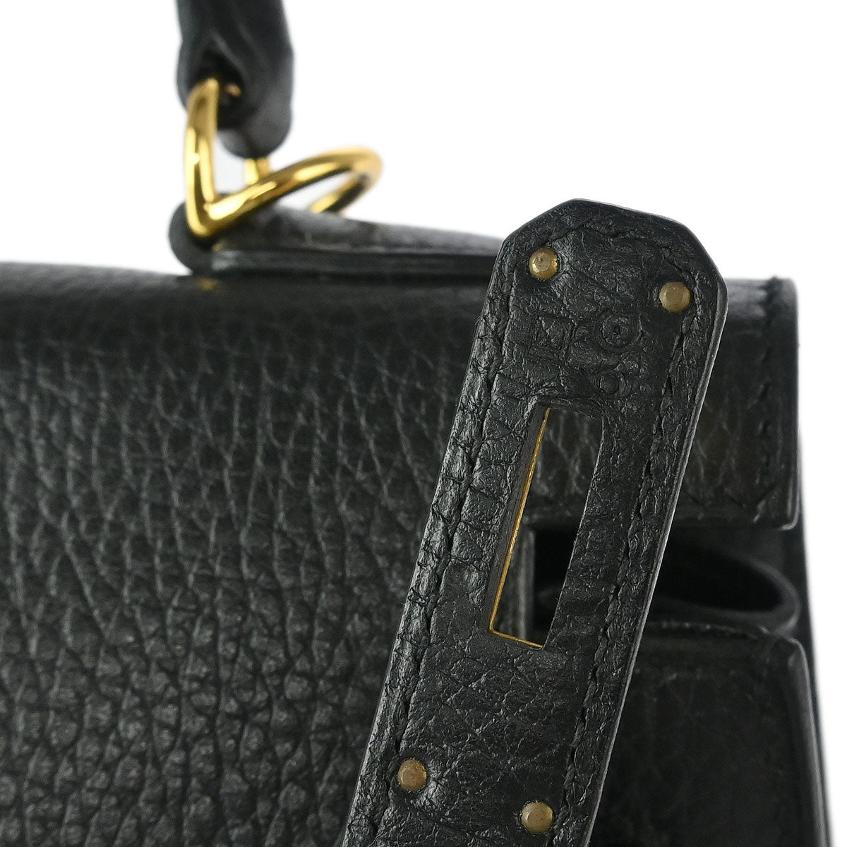 Hermes 2001 Black Ardennes Kelly 28 Sellier 2way Shoulder Handbag