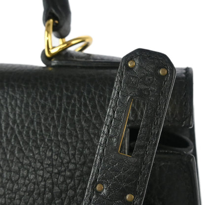 Hermes 2001 Black Ardennes Kelly 28 Sellier 2way Shoulder Handbag