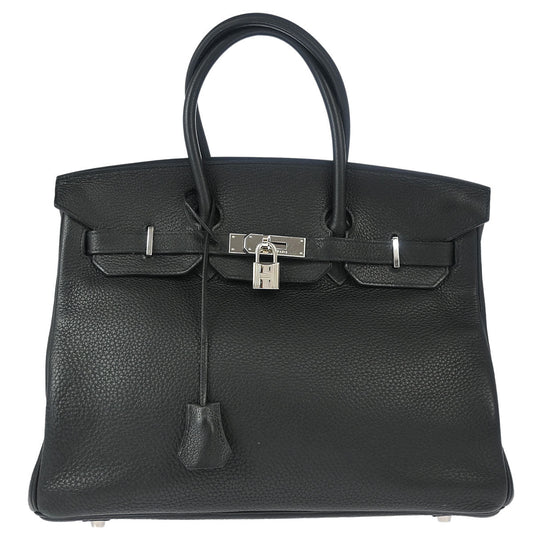 Hermes 2008 Black Taurillon Clemence Birkin 35 Handbag