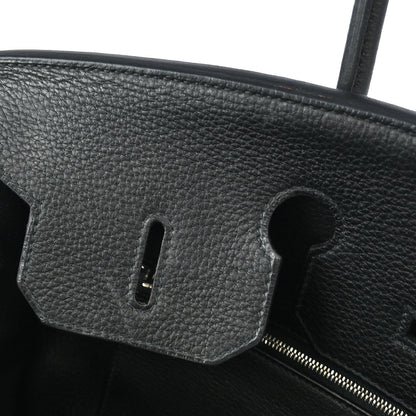 Hermes 2008 Black Taurillon Clemence Birkin 35 Handbag