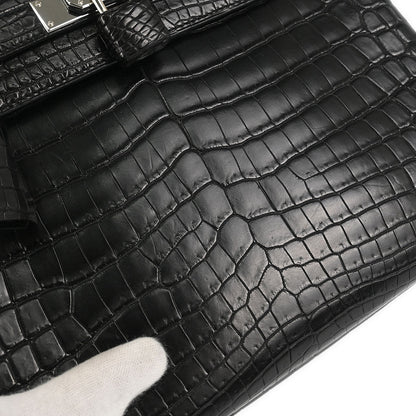 Hermes * 2008 Black Matt Niloticus Kelly 28 Retourne 2way Shoulder Handbag