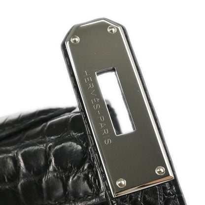 Hermes * 2008 Black Matt Niloticus Kelly 28 Retourne 2way Shoulder Handbag
