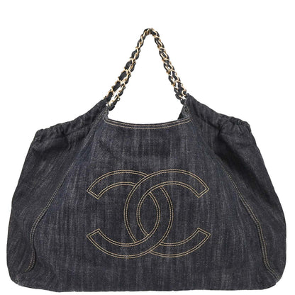 Chanel 2006-2008 Navy Denim Tote Handbag