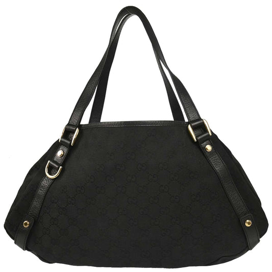 Gucci Black Canvas GG Hobo Handbag