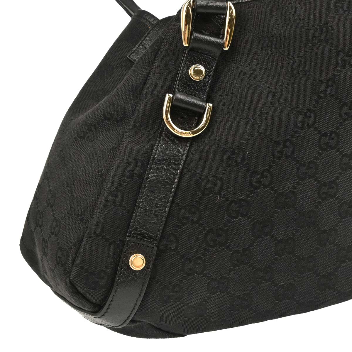 Gucci Black Canvas GG Hobo Handbag
