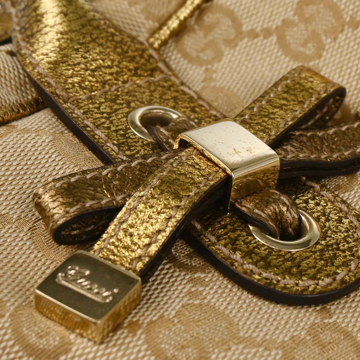 Gucci Beige Gold Canvas Princy GG Handbag
