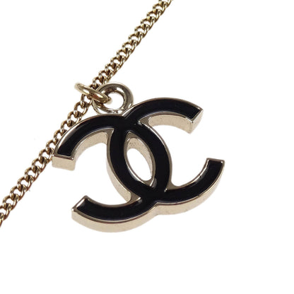 Chanel CC Chain Necklace Pendant Gold Black 05V