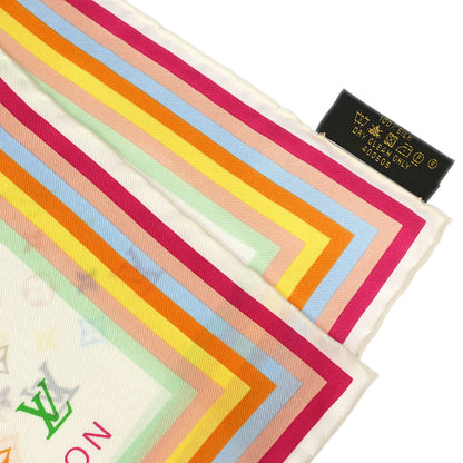 Louis Vuitton White Monogram Multicolor Scarf 70 M71915 Small Good