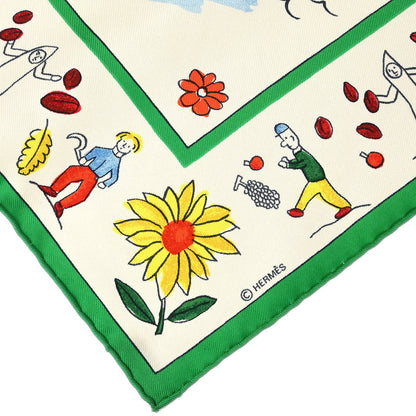 Hermes Scarf Carre 40 Retour a la Terre White Small Good