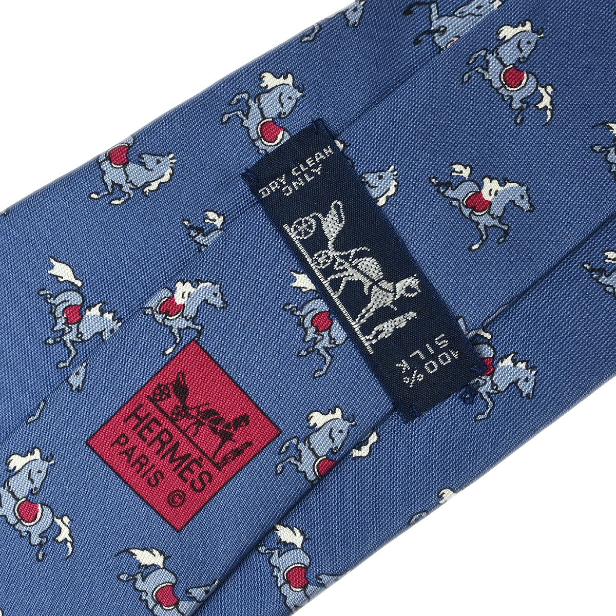 Hermes Blue Silk Neck Tie Small Good 5418OA