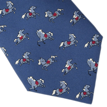 Hermes Blue Silk Neck Tie Small Good 5418OA