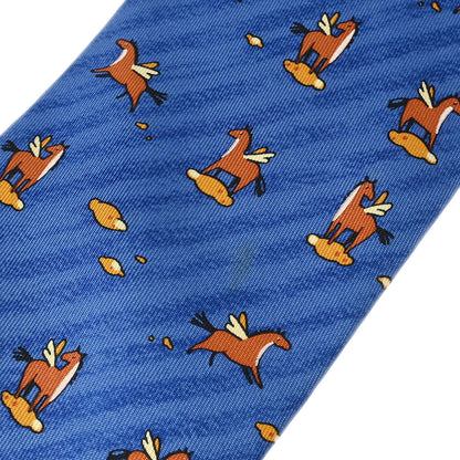 Hermes Blue Silk Neck Tie Small Good 7859UA