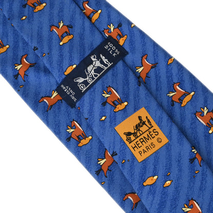 Hermes Blue Silk Neck Tie Small Good 7859UA