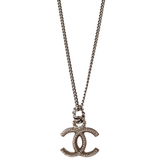 Chanel CC Chain Necklace Pendant Silver 09A