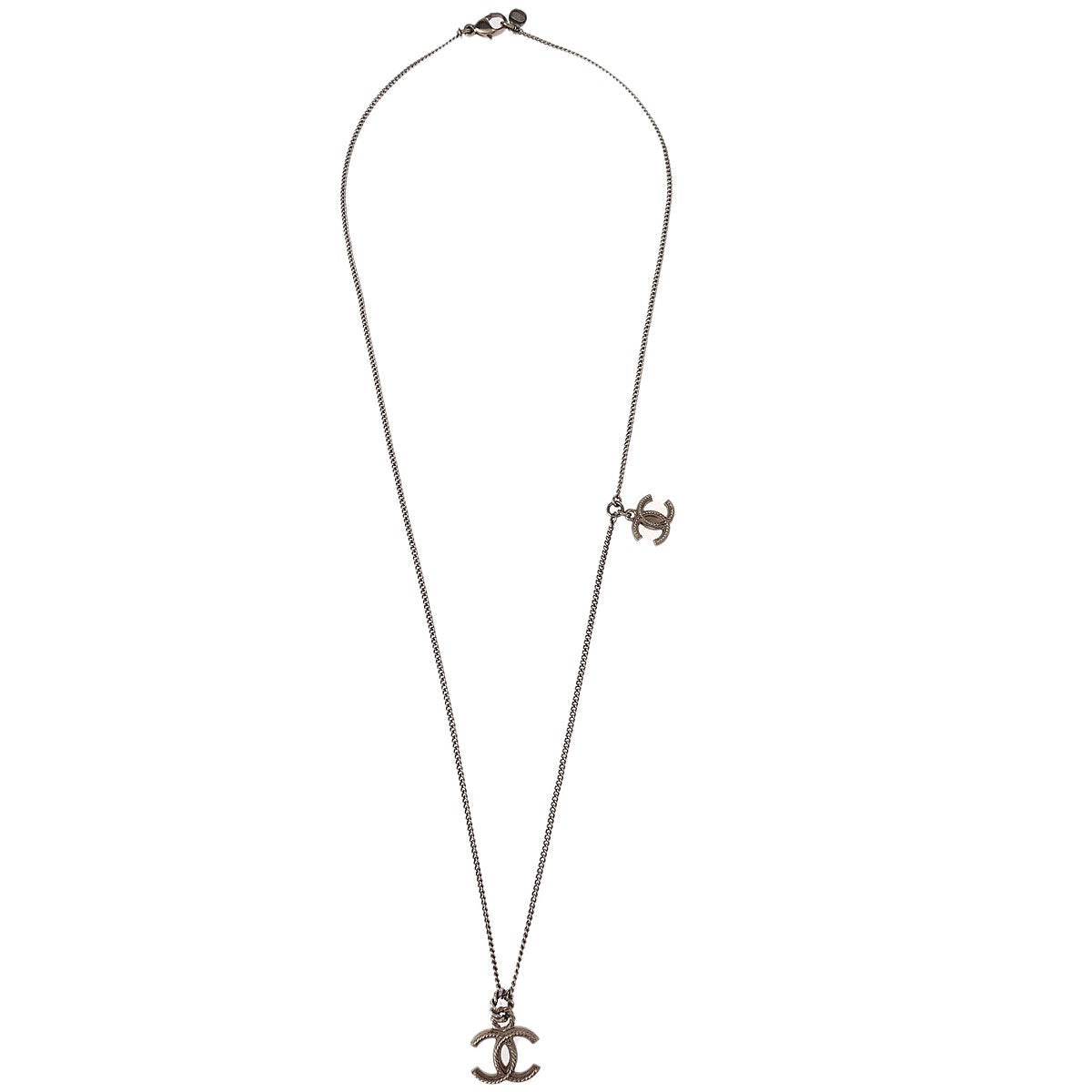 Chanel CC Chain Necklace Pendant Silver 09A