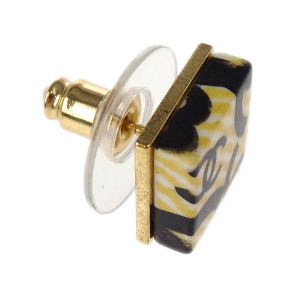 Chanel Square Piercing Earrings Gold 02P