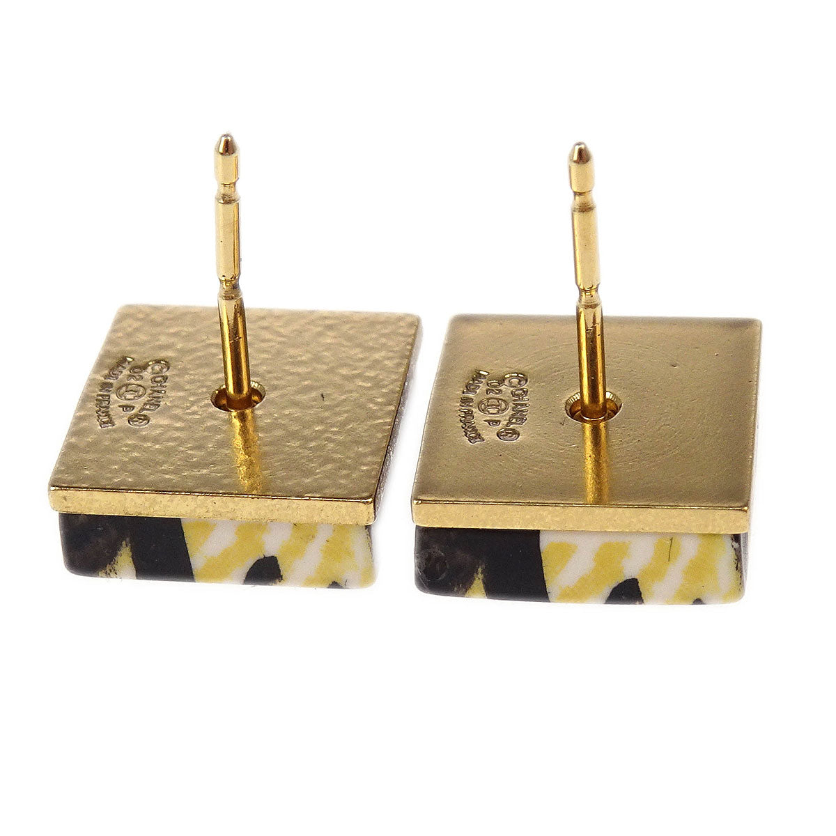 Chanel Square Piercing Earrings Gold 02P