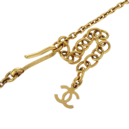 Chanel Rectangle Chain Necklace Pendant Gold White 02P