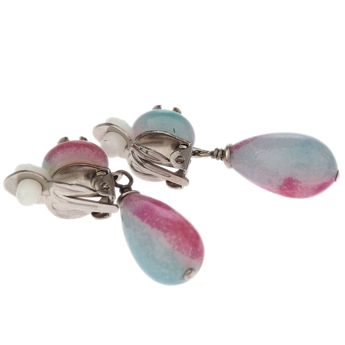 Chanel Dangle Earrings Clip-On Light Blue 99P