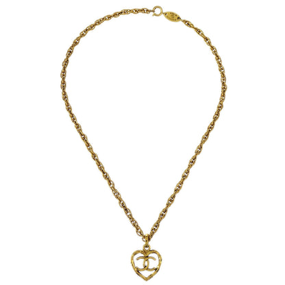 Chanel Heart Chain Pendant Necklace Gold 1982