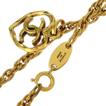 Chanel Heart Chain Pendant Necklace Gold 1982