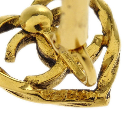 Chanel Gold Heart Earrings Clip-On 2141