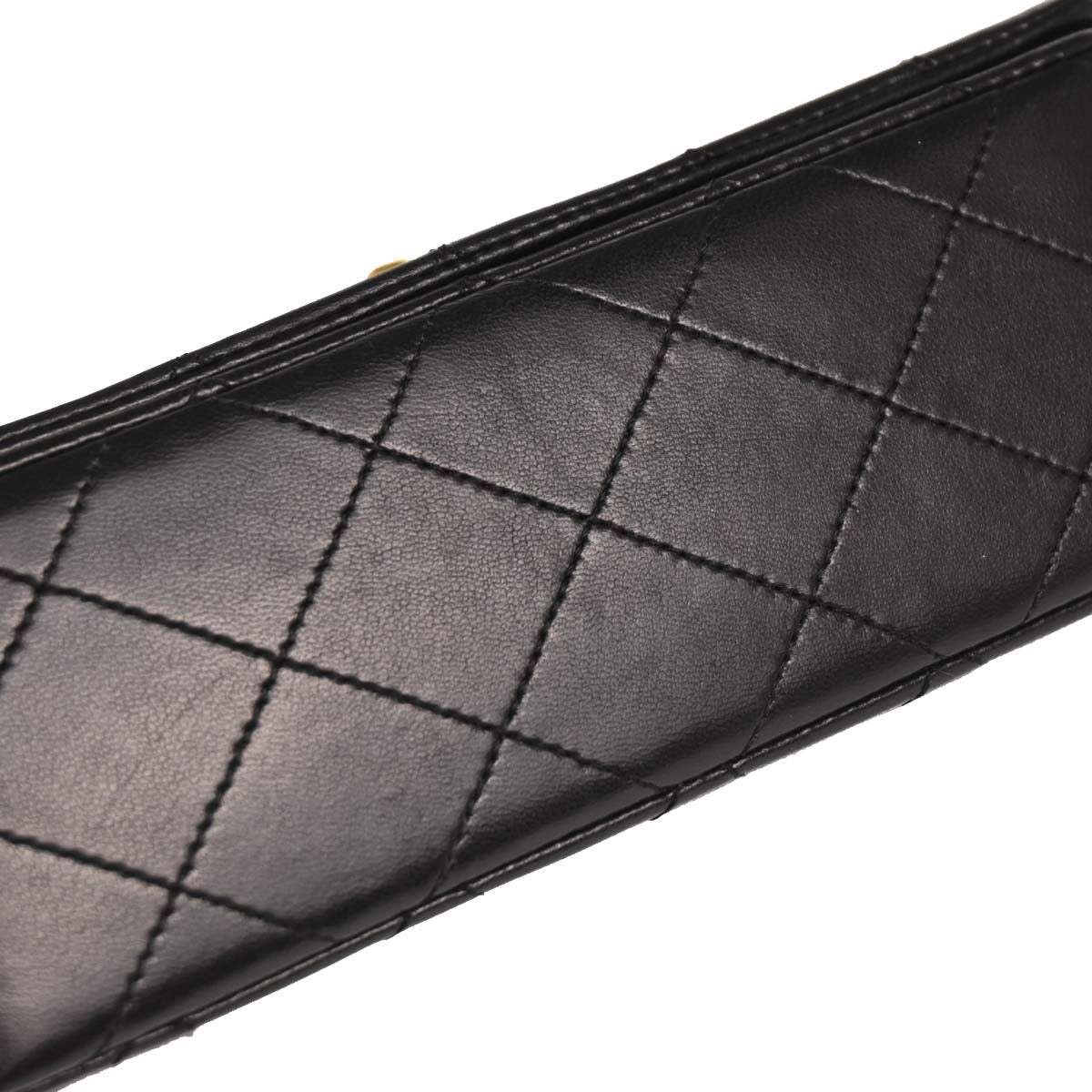Chanel 1989-1991 Black Lambskin Turnlock Mini Full Flap Shoulder Bag