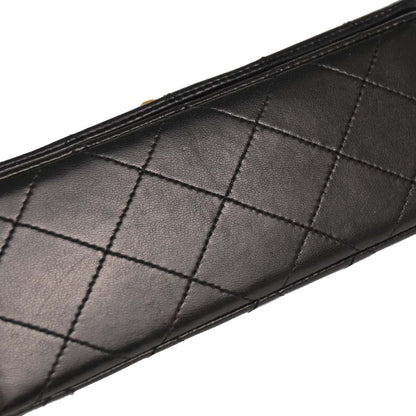 Chanel 1989-1991 Black Lambskin Turnlock Mini Full Flap Shoulder Bag