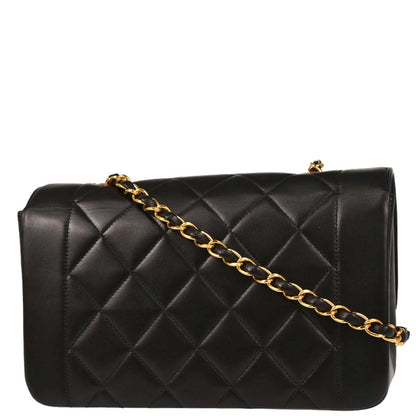 Chanel 1994-1996 Black Lambskin Small Diana Shoulder Bag