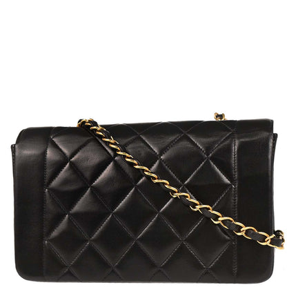 Chanel 1994-1996 Black Lambskin Small Diana Shoulder Bag