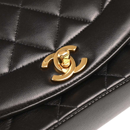 Chanel 1994-1996 Black Lambskin Small Diana Shoulder Bag