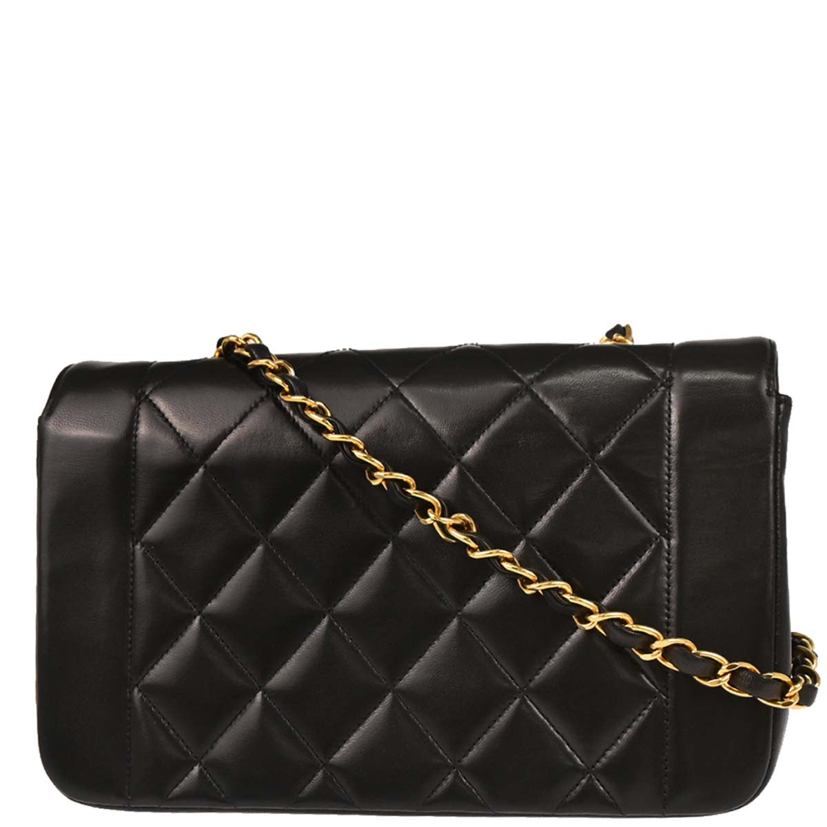 Chanel 1991-1994 Black Lambskin Small Diana Shoulder Bag