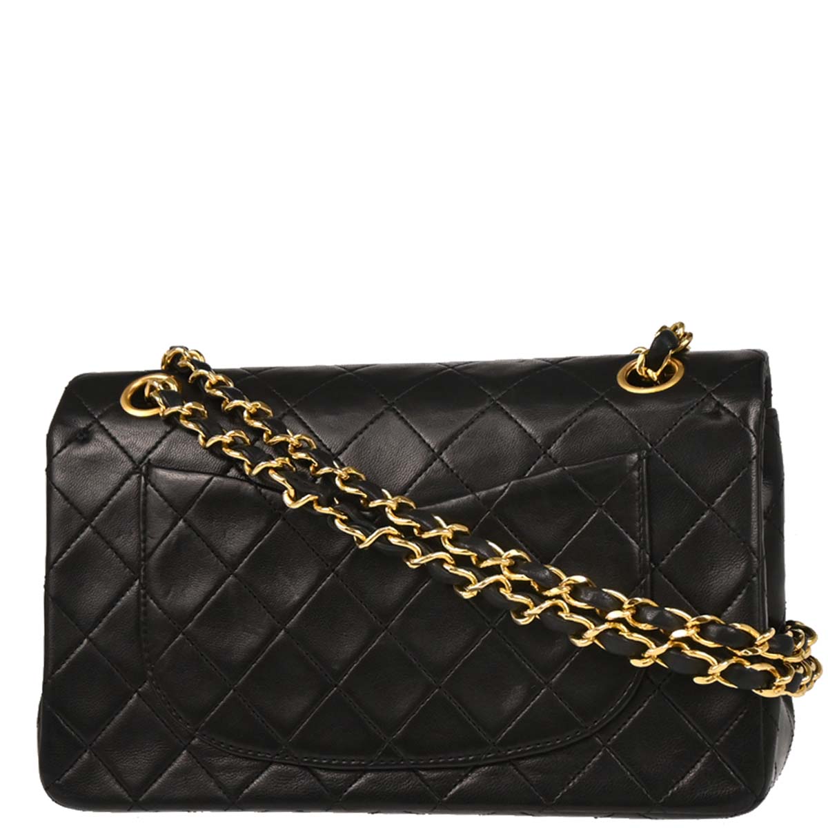 Chanel 1989-1991 Black Lambskin Small Classic Double Flap Shoulder Bag