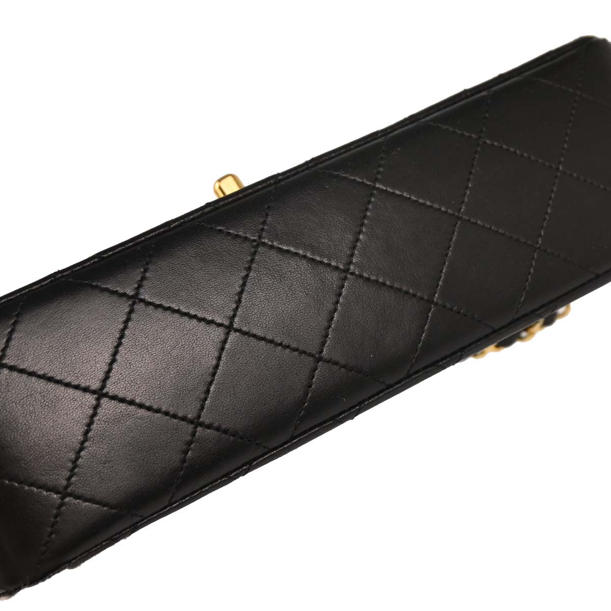 Chanel 1989-1991 Black Lambskin Small Classic Double Flap Shoulder Bag
