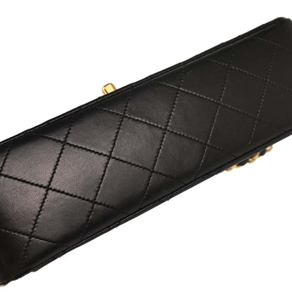 Chanel 1989-1991 Black Lambskin Small Classic Double Flap Shoulder Bag