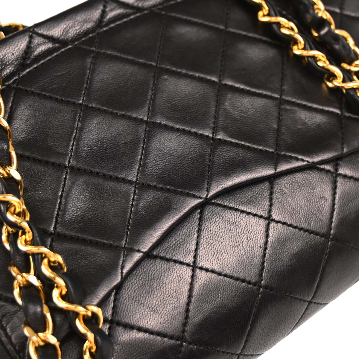 Chanel 1989-1991 Black Lambskin Small Classic Double Flap Shoulder Bag