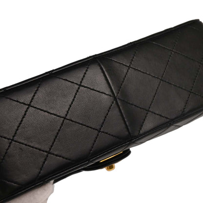 Chanel 1989-1991 Black Lambskin Classic Square Flap Shoulder Bag