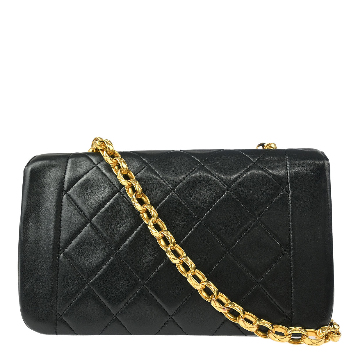 Chanel 1989-1991 Black Lambskin Single Flap Shoulder Bag