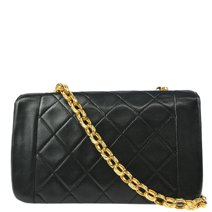 Chanel 1989-1991 Black Lambskin Single Flap Shoulder Bag