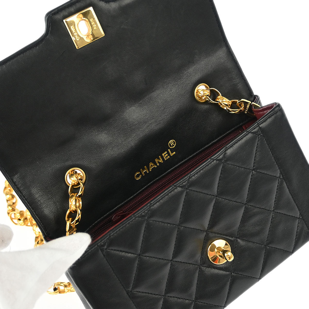 Chanel 1989-1991 Black Lambskin Single Flap Shoulder Bag