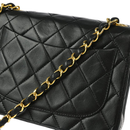 Chanel 1989-1991 Black Lambskin Mini Classic Square Flap Shoulder Bag