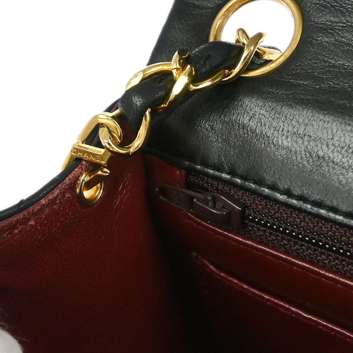 Chanel 1989-1991 Black Lambskin Mini Classic Square Flap Shoulder Bag