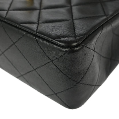 Chanel 1989-1991 Black Lambskin Mini Classic Square Flap Shoulder Bag