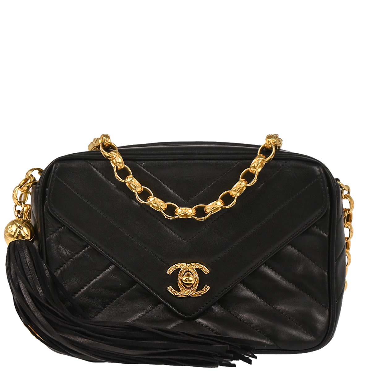 Chanel 1991-1994 Black Lambskin Camera Bag Mini