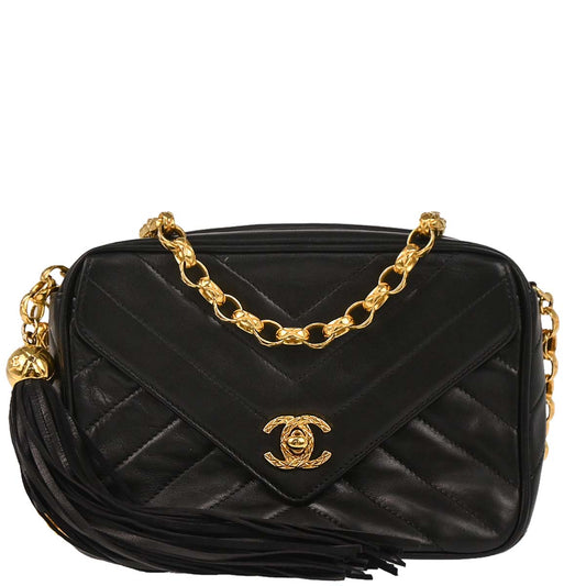 Chanel 1991-1994 Black Lambskin Camera Bag Mini